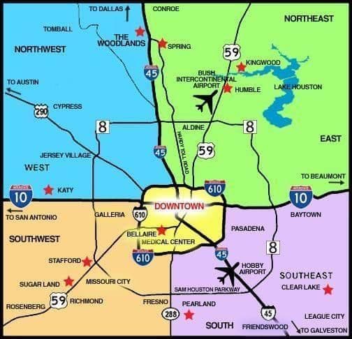 Карта аэропортов Хьюстона