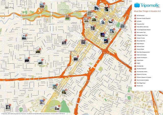 Карта достопримечательностей Хьюстона