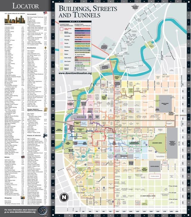 Карта центра города Хьюстон